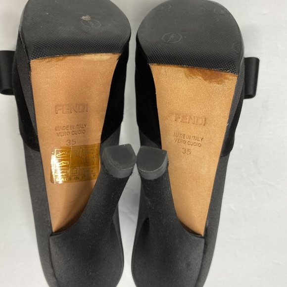FENDI Deco Bow Black Platform Peep Toe Heels sz. 35 - $630 - Picture 4 of 8